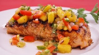 Grilled Salmon With Mango Salsa  Pan Grilled Salmon Recipe  Diane Kometa  Dishin With Di  150 [upl. by Klarrisa881]