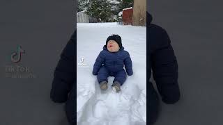 Baby talking in snow [upl. by Morie]