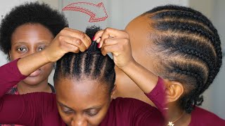 How To Cornrow Your Own Hair Beginners Friendly  Short Natural Hair Tutorial [upl. by Amleht]