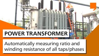 Power Transformer Testing  Automatically measuring ratio and winding resistance of all tapsphases [upl. by Pillihp619]