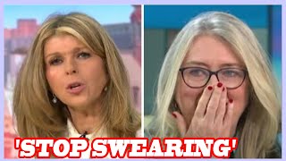 Kate Garraway shouts stop swearing as GMB guest loses it on air in tense row [upl. by Gillan]