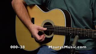 Martin OM28 VS Martin 00028 at Maurys Music [upl. by Annawd245]