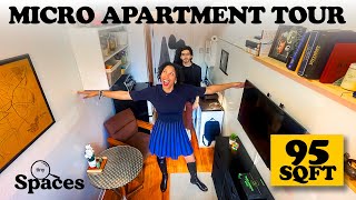 Inside the SMALLEST Apartment in NYC 95 sqft  Tiny Spaces [upl. by Aleydis919]