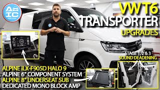 VW T6 Transporter Upgrades Alpine Halo 9 Alpine Component System Alpine 8 Sub amp Mono Block Amp [upl. by Teerpnam]