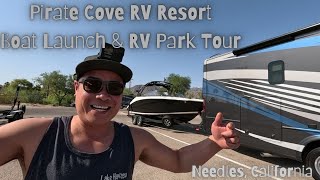 RV Boat Launch amp Camp Park Tour Pirate Cove RV Resort Needles CA Park Moabi [upl. by Laaspere]