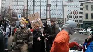 Anonymous  Scientology Protest 2013 à Bruxelles  3 Et cest partie pour le show [upl. by Talanta]