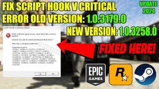 GTA V  HOW TO FIX LATEST SCRIPT HOOK V CRITICAL ERROR  SCRIPT HOOK V NEW VERSION 1032580 [upl. by Junko]