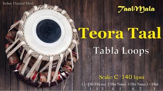 Teora Taal Tabla Loops  taalmala 140 bpm  Scale C [upl. by Clayborne]