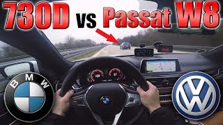 BMW 7 Series 2017 meets VW Passat W8 on German Autobahn ✔ [upl. by Charles951]