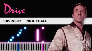 Drive Theme — Nightcall  EASY Piano Tutorial  Sheets [upl. by Hsirrap]