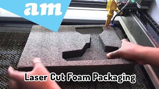 Custom Foam Packaging Foam Inserts by CO2 Laser Machine Demo on TruCUT 80W Desktop Laser [upl. by Demetrius563]