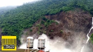 Massive landslide in Taiwan caught on camera  Truthloader [upl. by Nosreffej]