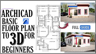 Archicad Tutorial  Basic Floor Plan To 3D For Beginners [upl. by Ainwat]