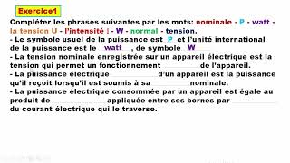 Exercice 1 la puissance électrique 3APIC [upl. by Rawna743]