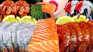 ASMR BULDAK RAW SHRIMP 불닭생새우 연어회 꽃게 먹방 SALMON CRAB SEA GRAPES RAW SEAFOOD MUKBANG EATING [upl. by Sachs580]