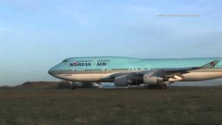 Korean Air Boeing 747 take off from Prague filmed in SRA 2742012 [upl. by Nnyladnarb926]