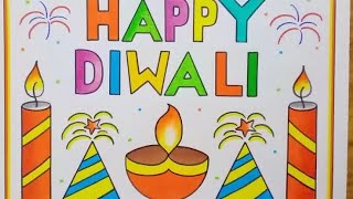 diwali drawing poster l pencil colour drawing tutorial easy [upl. by Parke]