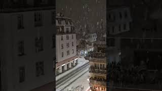 Davos Switzerland snowflakes falling abundantely [upl. by Paolo]