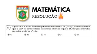 QUESTÃO DE MATEMÁTICA  ESA 2024 [upl. by Meehyrb]