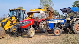 Jcb Machine Loading Red Mud In Mahindra and Swaraj Tractor  Jcb and Tractor Cartoon  Jcb Video [upl. by Mattah38]