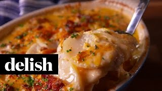 Loaded Scalloped Potatoes  Delish [upl. by Yrdua]