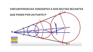 Circunferencias tangentes a dos rectas secantes que pasen por un punto P Por homotecia [upl. by Iturhs210]