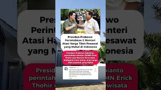 Presiden prabowo perintahkan 2 Menteri atasi Harga Tiket Pesawat yang malah di indonesia [upl. by Marquet371]