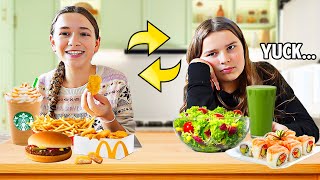 SWAPPING DIETS with my Younger SISTER [upl. by Zsa]