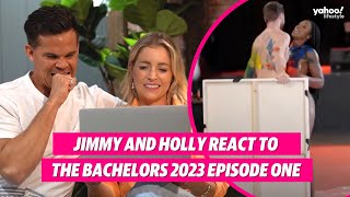 Jimmy and Holly react to The Bachelors 2023 best moments  Yahoo Australia [upl. by Aicella645]