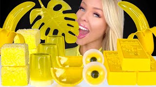 ASMR YELLOW DESSERT LEMON JELLO SLICE BANANA POPSICLE GOLD BAR LEMON CANDY JELLY MUKBANG 먹방 [upl. by End647]