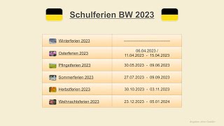 Schulferien BW 2023 [upl. by Halueb792]