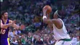 Paul Pierce Pump Fakes to Draw Contact For the Foul and Knocks Down a Three [upl. by Fidelio967]