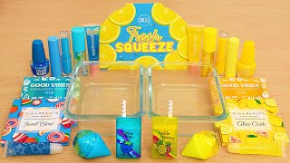 Blue Raspberry vs Lemon Yellow  Mixing Makeup Eyeshadow Into Slime ASMR [upl. by Ppik]