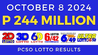 Lotto Result Today 9pm October 8 2024  PCSO Complete [upl. by Lobel134]