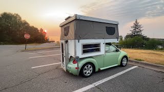 Camping in my Small Car for the First time  Overnight in Popup Tent [upl. by Enier]