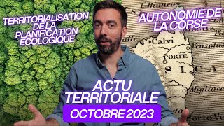 ACTU TERRITORIALE OCTOBRE 2023  planification écologique autonomie de la Corse [upl. by Pero]