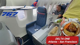 DELTA AIRLINES BOIENG 767 FIRST CLASS OLD AIRCRAFT GREAT FOOD ON FIRST CLASS [upl. by Regazzi895]