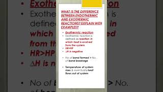 WHAT IS THE DIFFERENCE BETWEEN ENDOTHERMIC amp EXOTHERMIC REACTIONS EXPLAIN WITH EXAMPLES chemistry [upl. by Idisahc]