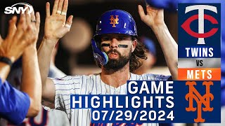 Mets vs Twins 7292024  NY Mets Highlights  SNY [upl. by Viens]