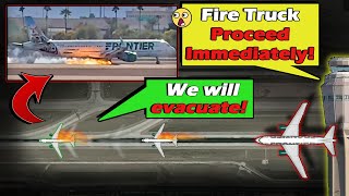 Frontier PLANE IS ON FIRE after Landing at Las Vegas  quotWell evacuate on the Runwayquot [upl. by Urson]