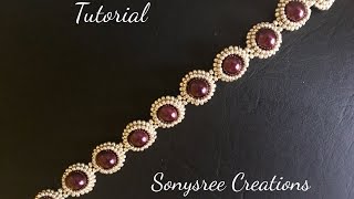 DIY pearl beaded braceletsimple and elegant square Stitch 🍒 [upl. by Ace139]