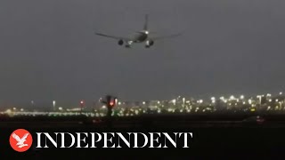 Live Planes land at Heathrow airport as Storm Henk hits UK with high winds [upl. by Phail]