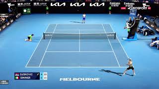 Tennis elbow 2013 Foretaste match commented Djokovic Vs Sinner Australian open [upl. by Aikrehs]