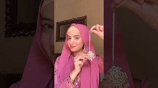 Hijab tutorial for Eid 🌙🪷 hijab tutorial with teeka  hijab tutorial with earrings  hijab [upl. by Oletta606]