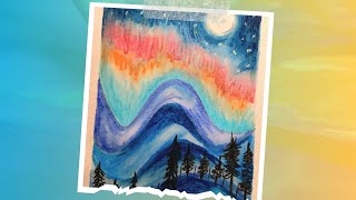 Village scenery painting abstract Mountain Scene with Pastels colors [upl. by Lleda]