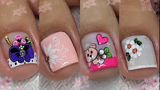 UÑAS PARA PIES 🦶  4 MODELOS DE UÑAS [upl. by Ianej]