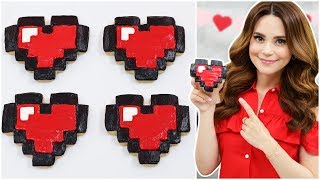 PIXEL HEART CINNAMON COOKIES  NERDY NUMMIES [upl. by Ostler]