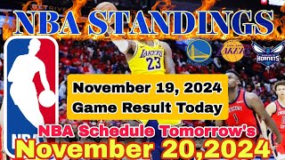 NBA STANDINGS TODAY November 19 2024  GAME RESULTS  NBA SCHEDULE November 20 2024 nbastanding [upl. by Livi]