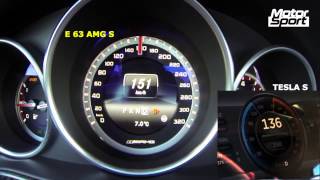 0200 kmh  Tesla Model S vs Mercedes E 63 AMG S Motorsport [upl. by Maram404]