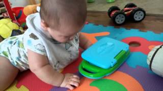 Baby tries crawling to leapfrog my own leaptop [upl. by Eimmot]